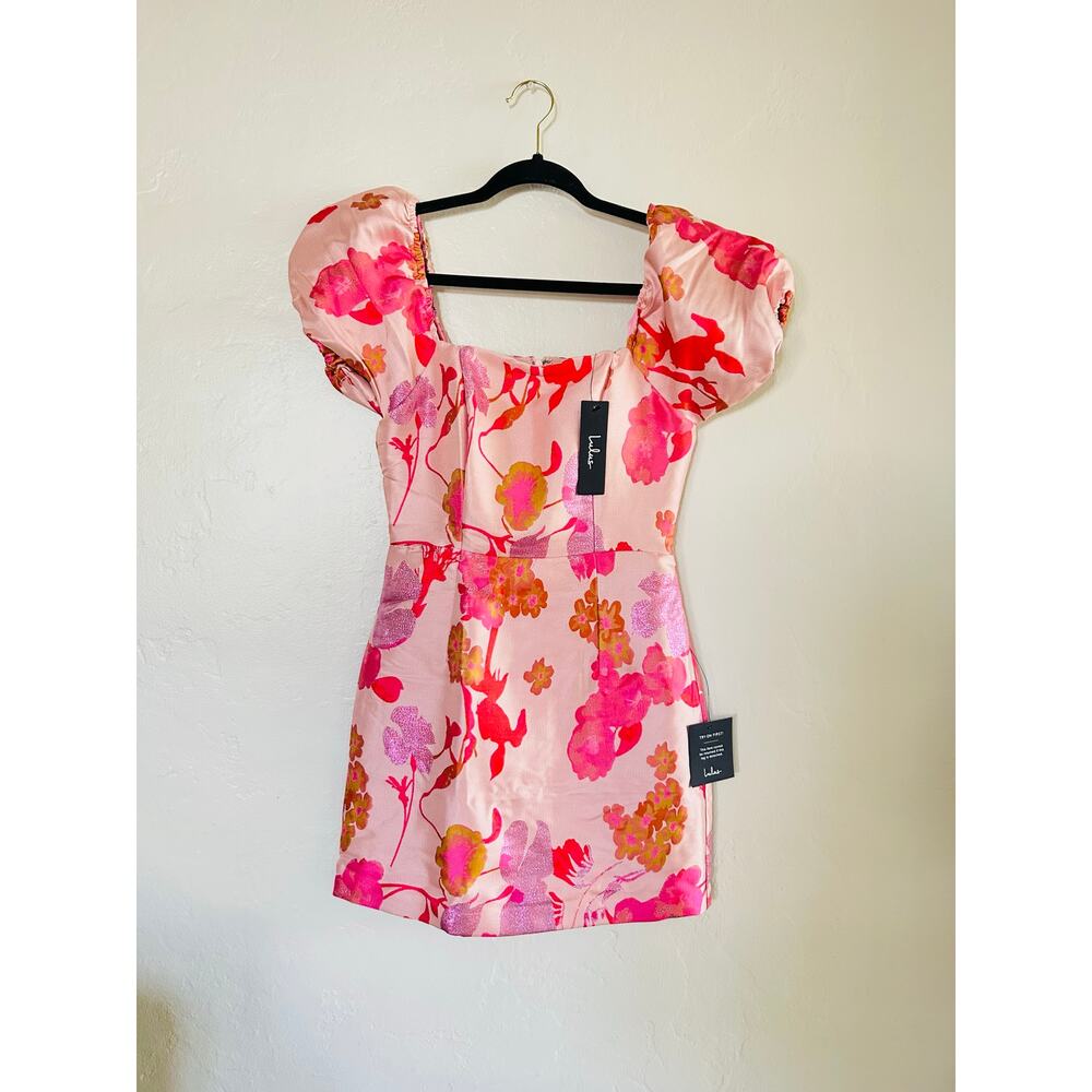 Lulu's Pink Floral Puff-Sleeve Mini Dress - Picture 7 of 13